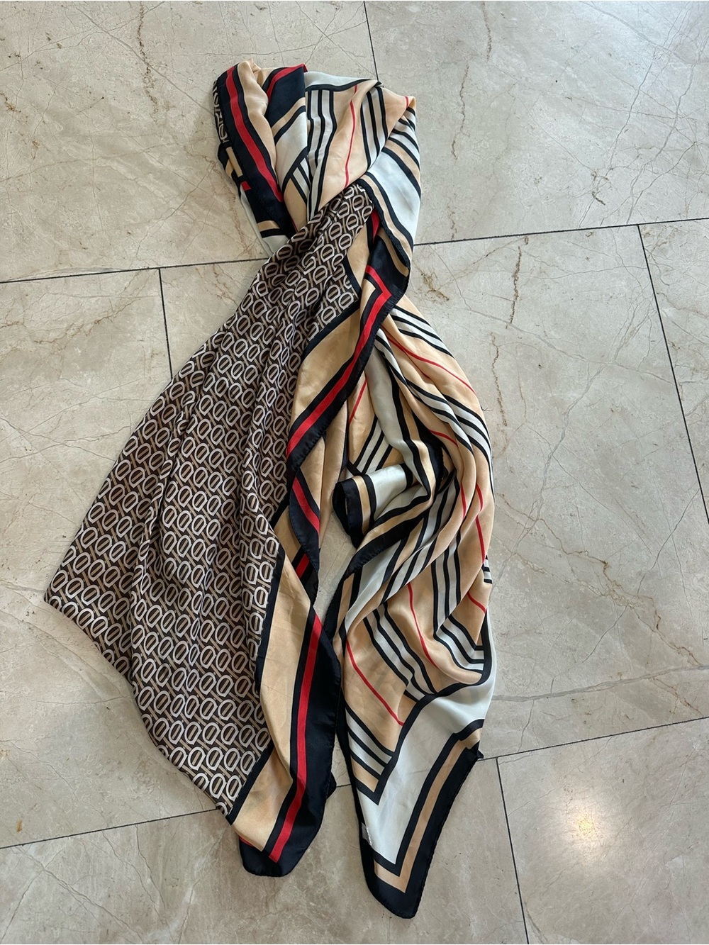 Silk blend large rectangle scarf approx 74” x 35” designer vibes